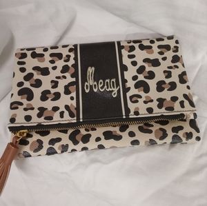 Marley Lillie Monogramed Clutch Makeup Junkie Bag Cheetah 🐆 Pattern Meag